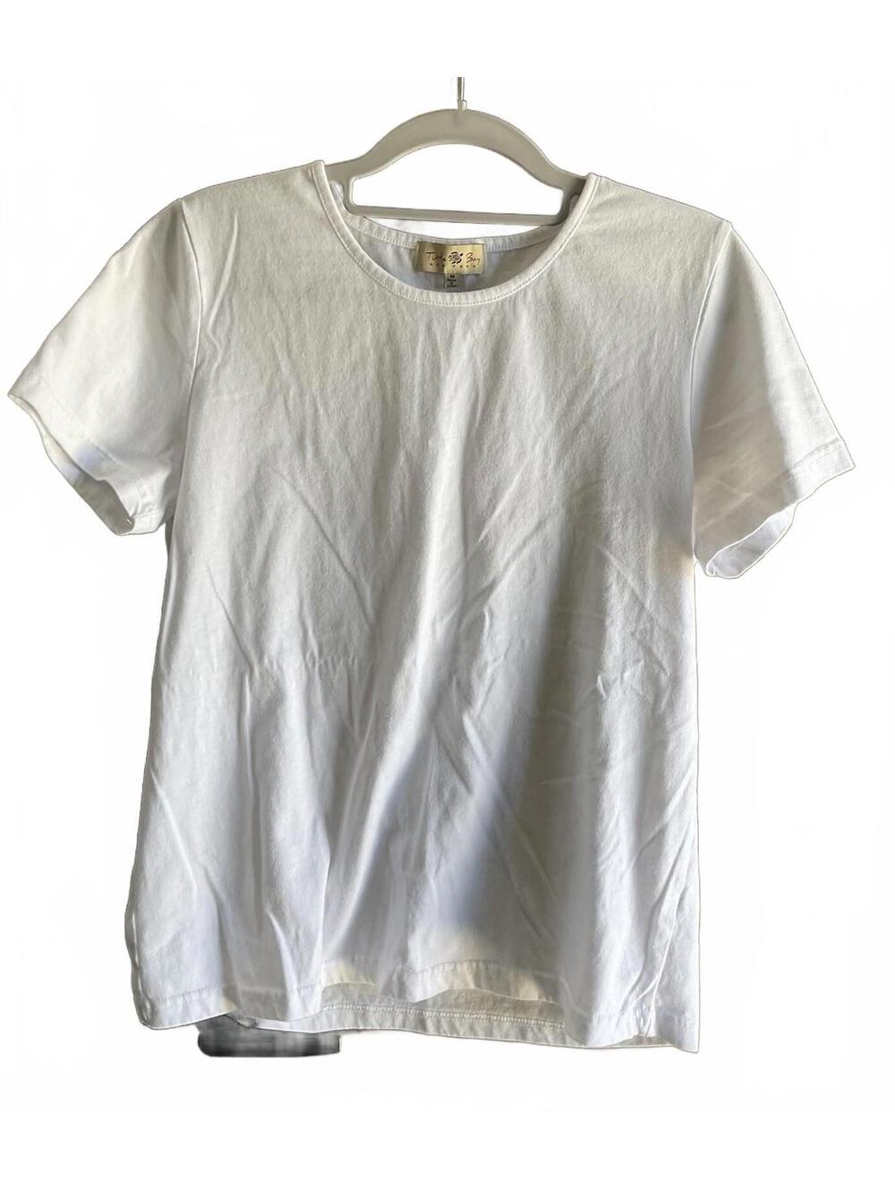 Turtle Bay New York Womens Short Sleeve Round Neck White Tee Size M
